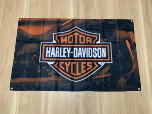 ハーレー ダビッドソン 特大フラッグ バナー 約150×90cm タペストリー 旗 ガレージ装飾 アメリカン アメ車 ホットロッド バイク HARLEY