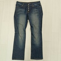 J△ 【商品ランクB】ラルフローレン POLO JEANS CO. RALPH LAUREN 上質コットン 革パッチ ストレート デニムパンツ 婦人服 ボトムス _画像2