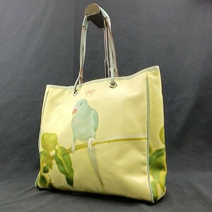  O +【商品ランク:B】 アニヤ・ハインドマーチ ANYA HINDMARCH プリントデザイン 一部レザー セミショルダー 肩掛け トートバッグ 婦人鞄 