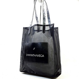  I +【商品ランク:B】 サマンサベガ SAMANTIA VEGA ロゴプリント 一部 レザー シアー生地 セミショルダー 肩掛け トートバッグ 婦人鞄 