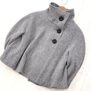 5★【商品ランクB】アンタイトル UNTITLED フレア袖 ポンチョショート丈 スタンドカラーコート size2 レディース 婦人服 アウター グレー系