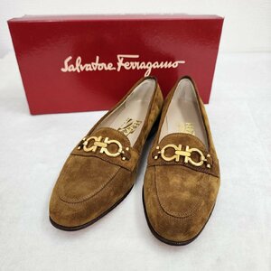 Salvatore Ferragamo サルヴァトーレ フェラガモ ローファー スエード ガンチーニ 6 1/2 箱付き ブラウン シューズ BABS