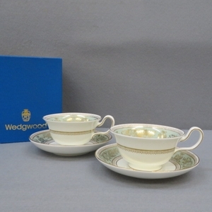 RKO311★WEDGWOOD ウェッジウッド コロンビア セージグリーン 旧刻印 ピオニーペア★A