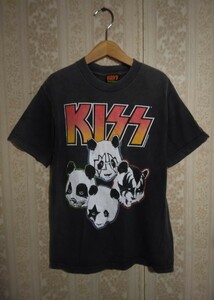 レア 2009 KISS パンダ プリントTシャツ S 黒 KISS ROCK BAND T-shirt Y2K バンドTシャツ ロックTシャツ