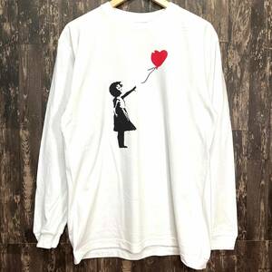 BANKSY・バンクシー・風船と少女・白・長袖・XL