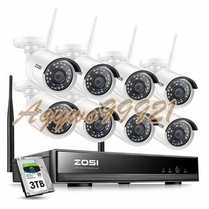 ZOSI 8CH CCTV システムワイヤレス 1080 720P NVR 8個 屋外 P2P Wifi セキュリティカメラ