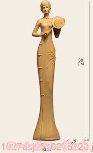 美術工芸品美女 細工精彫 彫刻飾り 置物 高さ30cm 職人手作り