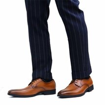 ビジネスシューズ メンズ 革靴 3E 紳士靴 脚長効果 ブラウン 茶色 ロングノーズ26.5cm_画像8