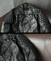 秋冬　レザージャケット メンズ ハレージャケット　バイクジャケット　ライダース 高級牛革　本革　革ジャン S～4XL　黒_画像5