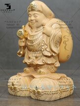 極上品 本金 切金 七福神 大黒天 置物 大黒木彫 精密彫刻 木彫仏像 高さ24cm_画像1