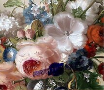 油彩 静物画　廊下壁画　 　　薔薇 ローズ　応接間掛画 玄関飾り 　装飾画_画像3