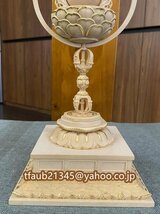 「密教法具 寺院用仏具」極上品 火焔宝珠形舎利塔 ヒノキ檜木製 金剛杵 舎利塔 仏教美術 高さ28cm_画像3