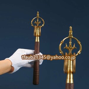 「密教法具 寺院用仏具」極上品 錫杖 仏具 仏教美術 真鍮製 長さ28cm