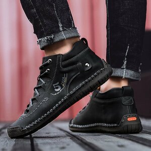  regular goods walking shoes gentleman shoes men's new goods leather shoes boots sneakers outdoor light weight ventilation camp black 24~28