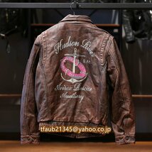 秋冬ライダース 牛革 羊革　レザーフライトジャケット カウハイド 革ジャン メンズ本革 アメカジ ユーズド加工　Ｓ～4XL　黒系_画像4