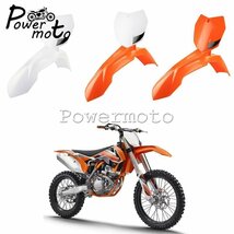 モトクロスダートバイクフロントフェンダー + フロントナンバープレート KTM SX XC SX-F XC-W EXC-F 150 200 350 500 orange and white_画像4