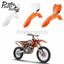 モトクロスダートバイクフロントフェンダー + フロントナンバープレート KTM SX XC SX-F XC-W EXC-F 150 200 350 500 orange_画像2