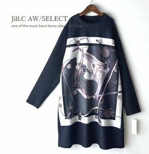 Jill.C*［新品］ 送料185円 伸縮◎お上品なスカーフパネルpt*プルオーバー*チュニック*ワンピース3684.ccbk