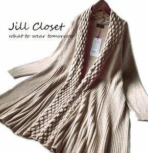 Jill.C*［新品L～LL］伸縮◎ アクリル＆ウール混ニット*ジャガード織*リブ×スムースdesign*スタイルUP効果♪Aライン*カーディガン3014.b