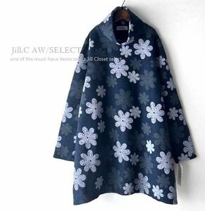 Jill.C*［新品］ステッチ刺繍design*軽量で暖かい♪スタイルカバー◎裾ヘムライン*プルオーバー*チュニック3675.NAVY