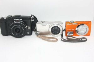 【カメラ3台＋レンズ1本まとめ売り】Nikon・OLYMPUS・CASIO #0093-604