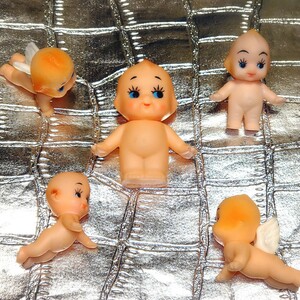 レア 5体 セット キューピー 人形 ビンテージ ソフビ 昭和 レ トロ 骨董品 おもちゃ オモチャ 赤ちゃん ベビー あかちゃん 天使 お人形