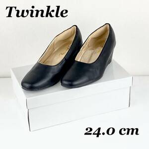 ★履き心地GOOD！★パンプス　靴☆Twinkleトゥインクル〜ビジネスシューズ・冠婚葬祭などに〜ブラック黒24.0cm☆送料無料☆