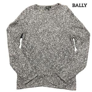 BALLY バリー クルーネックニット セーター ウール コットン グレー サイズ52 XL相当 イタリア製 メンズ