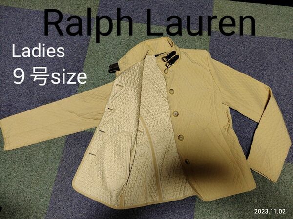 薄手☆Ralph Lauren/ラルフローレン☆スタンドカラーキルティングジャケット☆Ladies９号☆美品☆