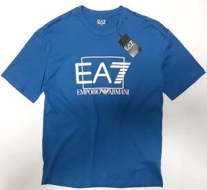 [新品] EA7 / EMPORIO ARMANI　ラバーロゴ入り【メンズ・ジャージ半袖Tシャツ】◆2023年春夏モデル　サイズ：XL(52相当)　◆色：青系