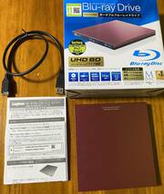 【ジャンク】ロジテック ブルーレイドライブ 外付け Blu-ray UHDBD USB3.0対応 再生 編集 書込ソフト付 レッド LBD-PVA6U3VRD_画像1