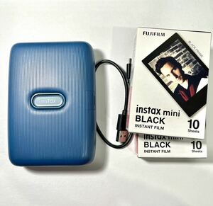 FUJI FILM INSTAX MINI LINK DARK DENIM 中古 美品 未開封フィルム2つ付き 箱無し