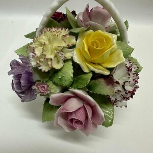 1円～Royal Adderley ロイヤルアダレイ 花 かご 籠 イングランド製 陶器 置物 陶花 欠け無し