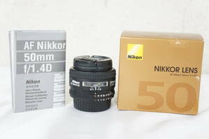 ② Nikon ニコン AF NIKKOR 50mm F1.4 D カメラレンズ 元箱 使用説明書付き 4511136021