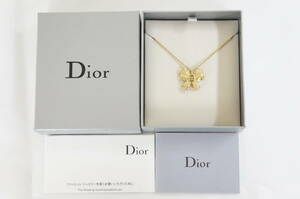 christian Dior クリスチャン ディオール CDロゴ リボン ゴールドカラー ネックレス アクセサリー 箱付き 2611286011
