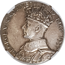 【世界18位！】銀メダル　レア　世界21位　高品質　ジョージ6世　エリザベス王妃　記念　1937年　イギリス　AU58　NGC H028_画像2