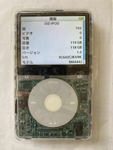 iPod classic 新品SSD128GB搭載 新品バッテリー交換　新品フロントマスクスケルトン交換　iTunes同期OK 歴代最高音質の5.5世代