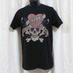 エドハーディー ed hardy メンズ半袖Tシャツ ブラック Sサイズ 新品 黒 M02BDSP052 LOVE KILLS SLOWLY