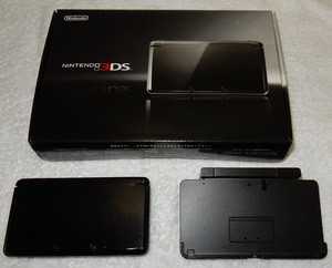 ■中古ヤニ汚れ有り故障品■『NINTENDO 3DS本体 コスモブラック』説明書・ACアダプタ等欠品