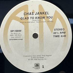 12'' レコード US盤 Chas Jankel - Glad To Know You / A&M Records / ディスコ ファンク ソウル