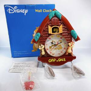 ディズニー チップとデール 掛時計 壁掛け時計 振り子時計 からくり時計 【Disney Chip'n Dale WALL CLOCK】SMALL ROG HOUSE CLOCK