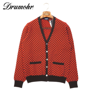 【40%OFF・新品・48】Drumohr（ドルモア）ビスコッティ柄 カシミヤニットカーディガン ブラウン×レッド D2K110