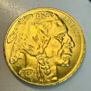 アメリカ　2021年　インディアン人像　ブル　リバティ　ドル　大型　コイン　古銭　硬貨　記念幣　　金貨　