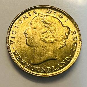 イギリス　古銭　1870年　ヴィクトリア　ニューファンドランド島　2ドル　コイン　小型　硬貨　　金貨