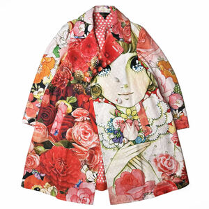 18SS 高橋真琴 少女 花 アートワーク 裏表全面プリント コート コムデギャルソン 2018SS Macoto Takahashi Girl Flower Artwork Coat