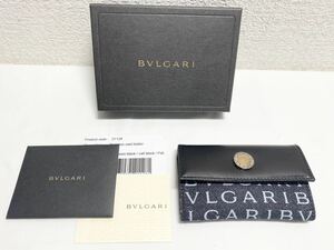 11K035 美品BVLGARI ブルガリ ロゴマニア キャンバス×レザー 財布 小銭入れ コインケース