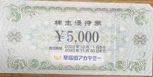 【普通郵便_送料無料】早稲田アカデミー株主優待券5,000円券　1枚 ２ヶ出品 （有効期限 2023年11月30日まで）