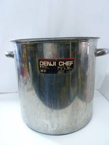 ＃ DENJI　CHEF　両手鍋 大鍋 スープ鍋 電磁モリブデン　寸胴鍋　36cm・35リットル　目盛付 調理器具 厨房用品 業務用品 店舗用品