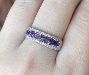 天然石 アメジスト（紫水晶）のリング(指輪)（番号A3088-1）