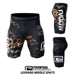 REVERSAL リバーサル■送料込■レオパード ミドルスパッツ■黒XL■豹柄■格闘技 rizin ニューエラ rvca アンダーアーマvenum y3 那須川天心